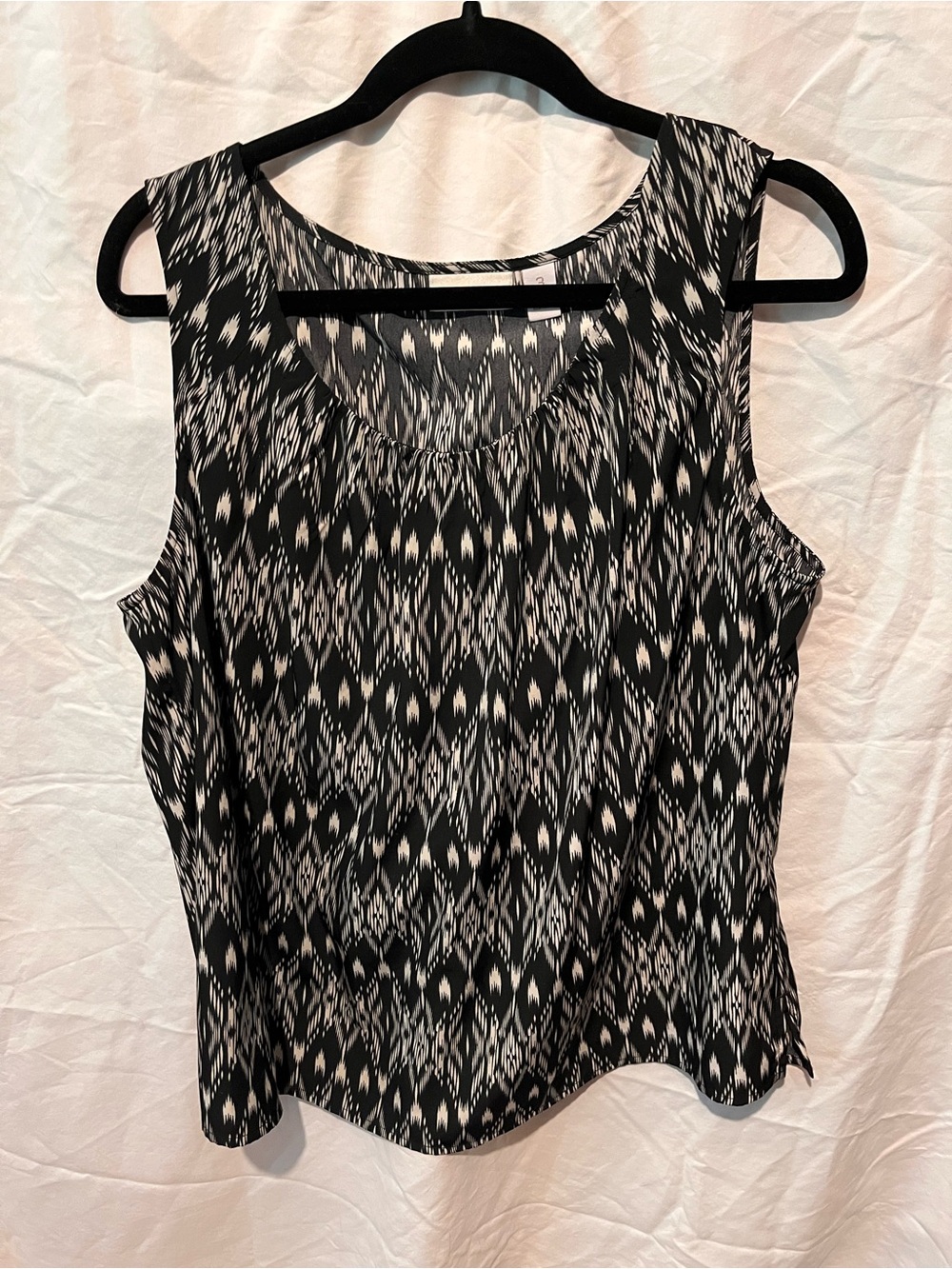 Chico's Black and White Ikat-Print Sleeveless Camisole